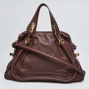 CHLOE Brown Pebbled Leather Medium Paraty Bag
